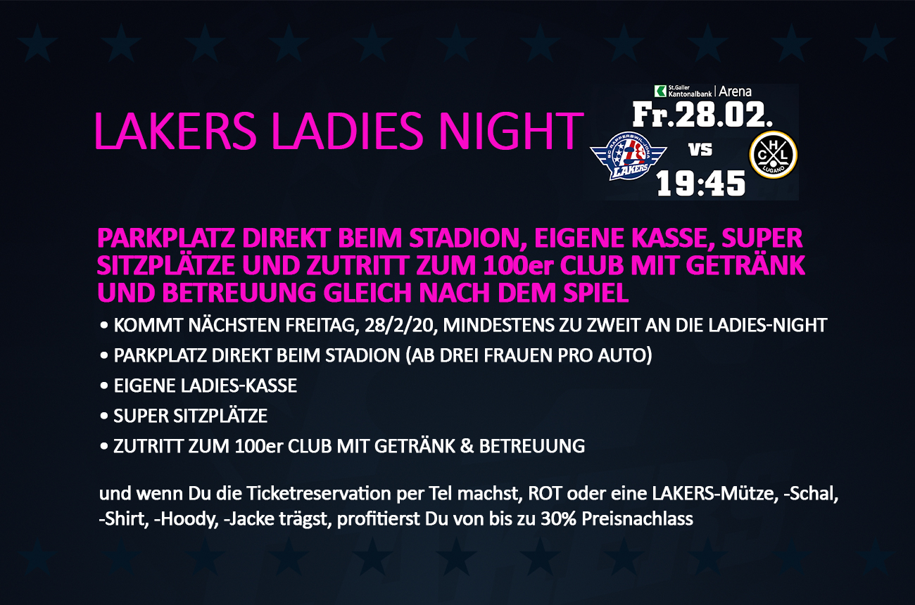 LAKERS LADIES NIGHT  am Freitag, 28. Februar